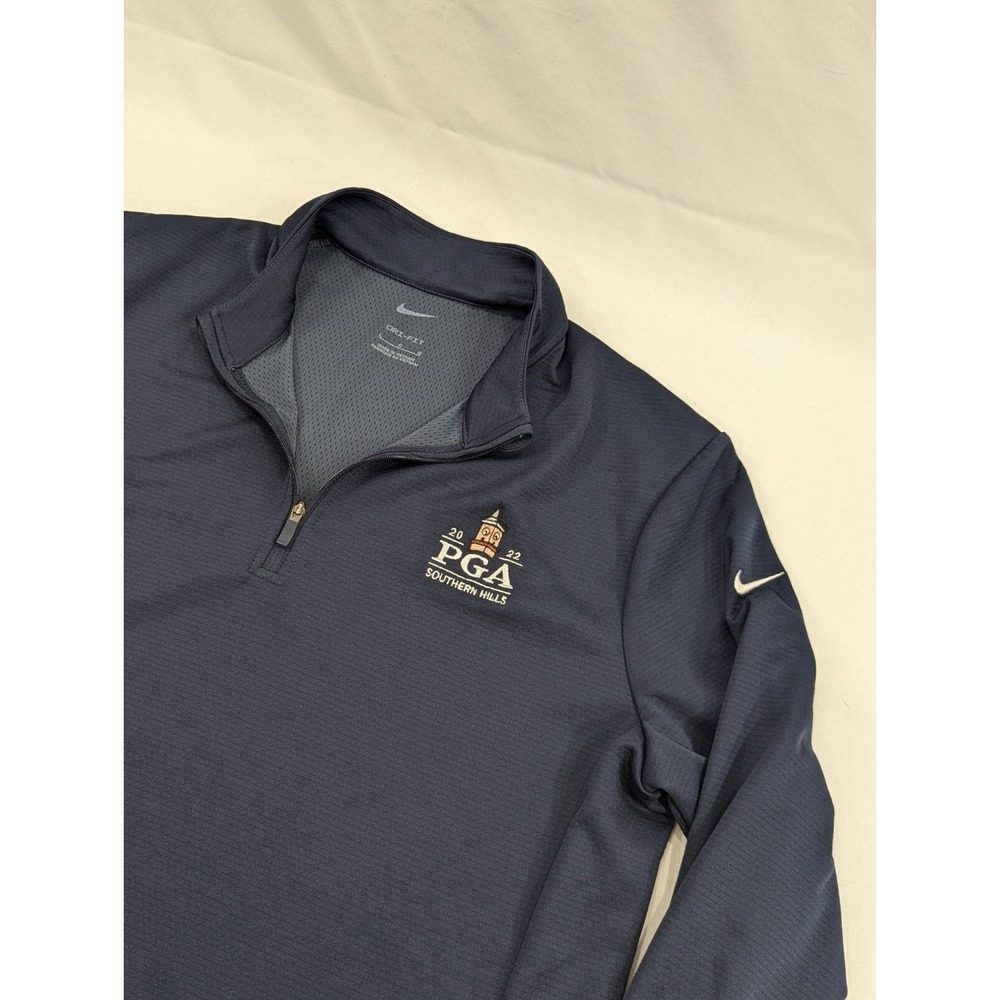 Nike Womens Blue Quarter Zip Pullover Long Sleeve Golf Fitted L PGA Southern